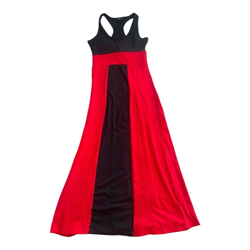 Red and Black Halter Maxi Sundress for Casual Occasions